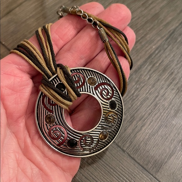 Lia Sophia “Tempo” Circle Pendant Corded Necklace - Retired - Picture 8 of 16